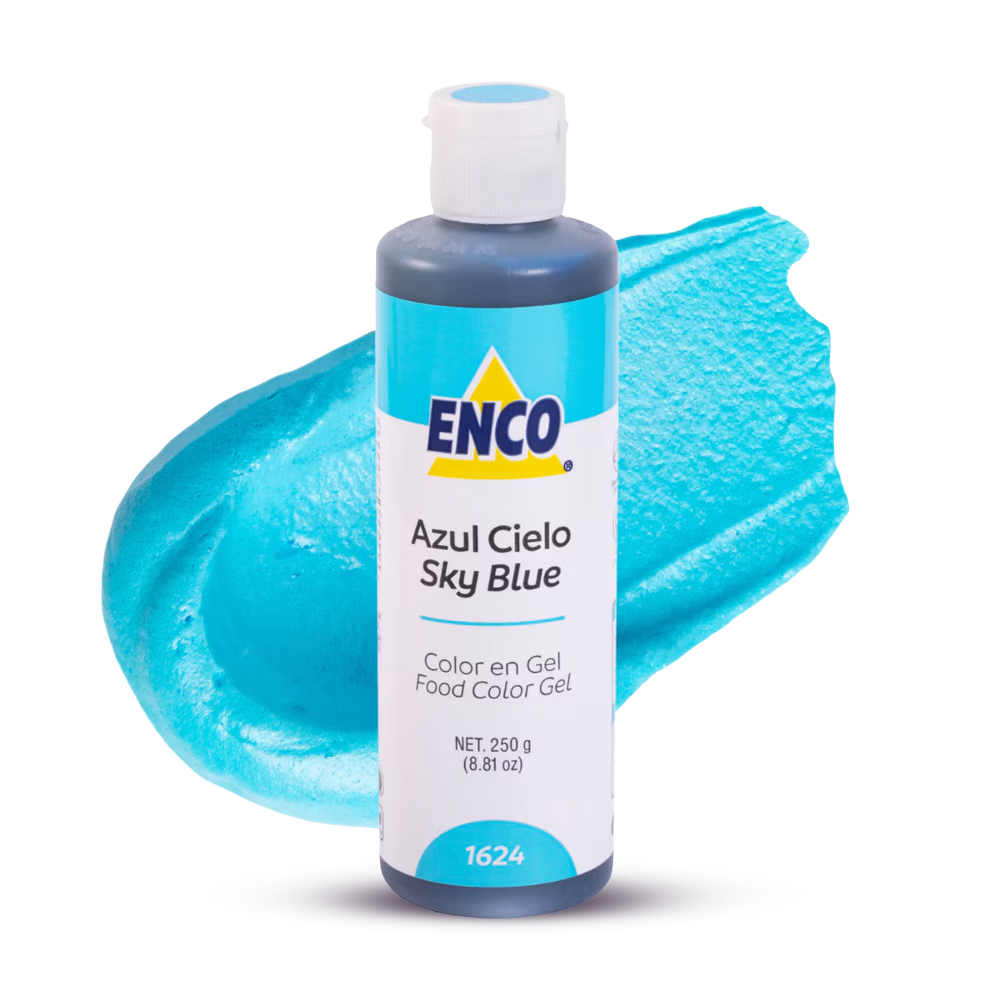 Color azul cielo en gel Enco para decoración de repostería