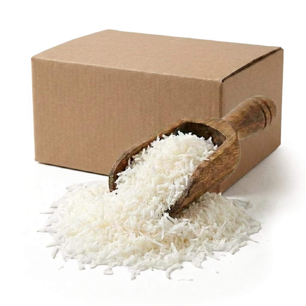 Coco Rallado Bajo en Azúcar NTD ideal para repostería y panadería. Aporta sabor natural a coco, textura agradable y versatilidad en múltiples preparaciones.