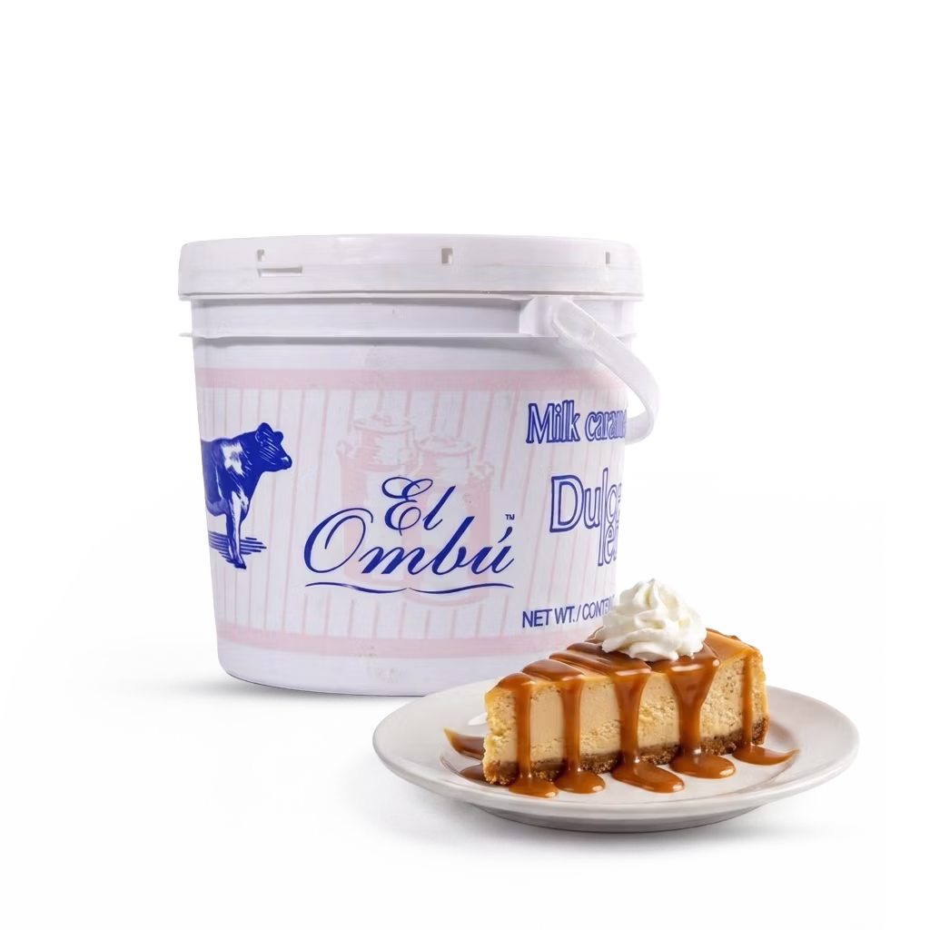 Dulce de leche tradicional El Ombú elaborado con leche de vaca, ideal para rellenos, coberturas, alfajores y postres de repostería.