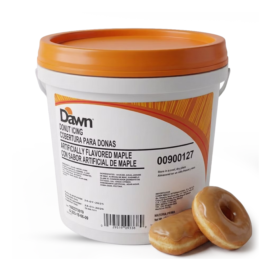 Icing Maple para Donas Dawn ideal para decorar y cubrir donas, pastries y productos de panadería. Ofrece excelente cobertura, sabor maple y acabado profesional.