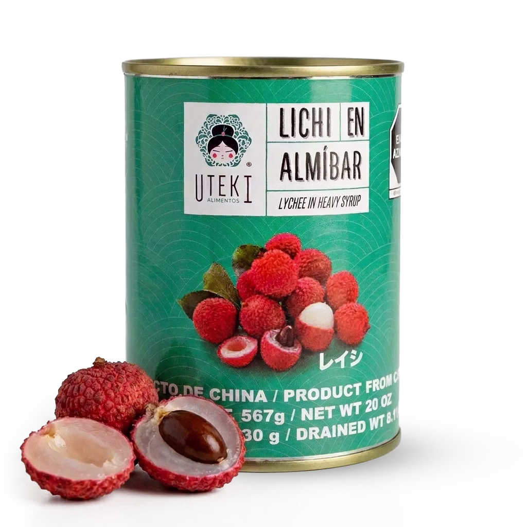 Litchi en Almíbar Uteki ideal para postres, helados, cócteles y repostería. Aporta sabor dulce, aroma floral y una textura jugosa lista para usar.