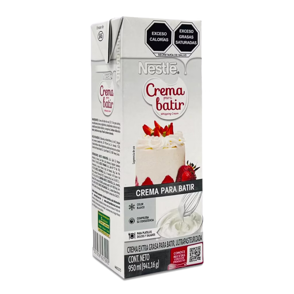 Crema para batir Nestlé para repostería y decoración de postres