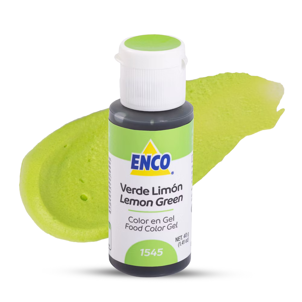 Color verde limón en gel Enco para decoración de repostería