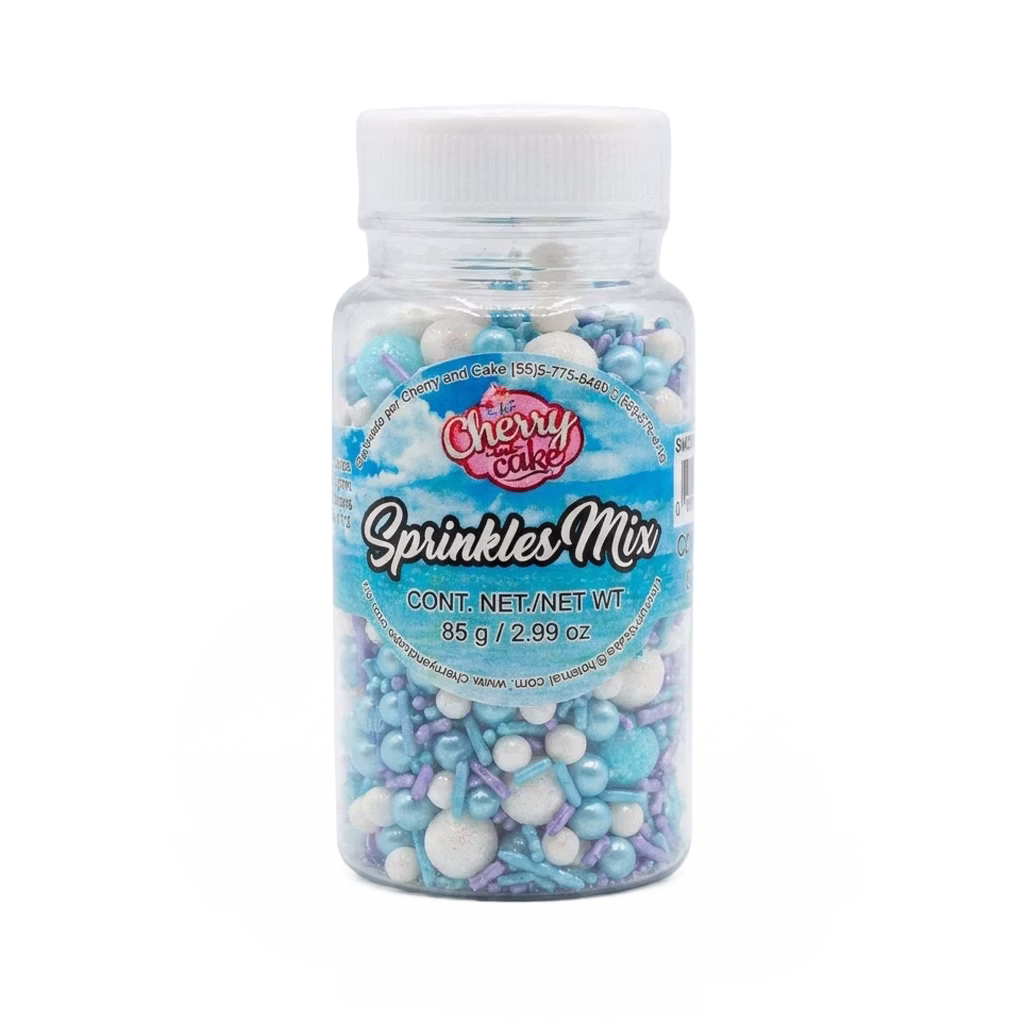 Sprinkles Mix Océano Cherry & Cake ideal para decorar cupcakes, pasteles y postres temáticos con colores inspirados en el mar y acabados creativos.