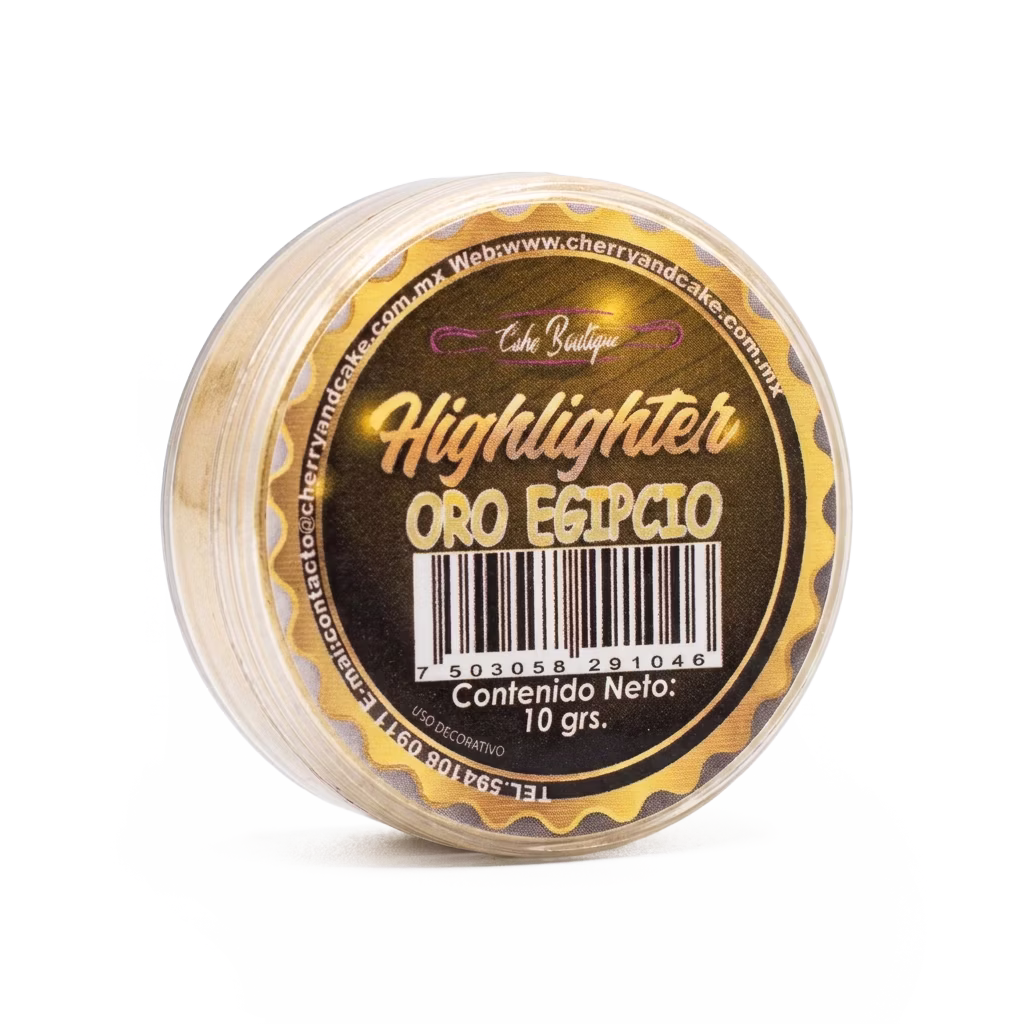 Matizador Oro Egipcio Cherry & Cake ideal para decorar fondant, chocolate y pasteles con un acabado metálico brillante y elegante.