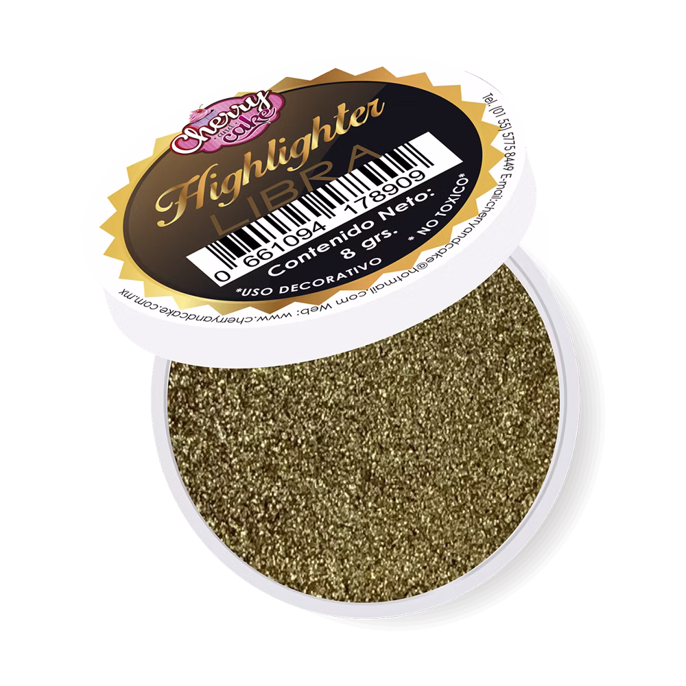 Matizador Oro Egipcio Cherry & Cake ideal para decorar fondant, chocolate y pasteles con un acabado metálico brillante y elegante.