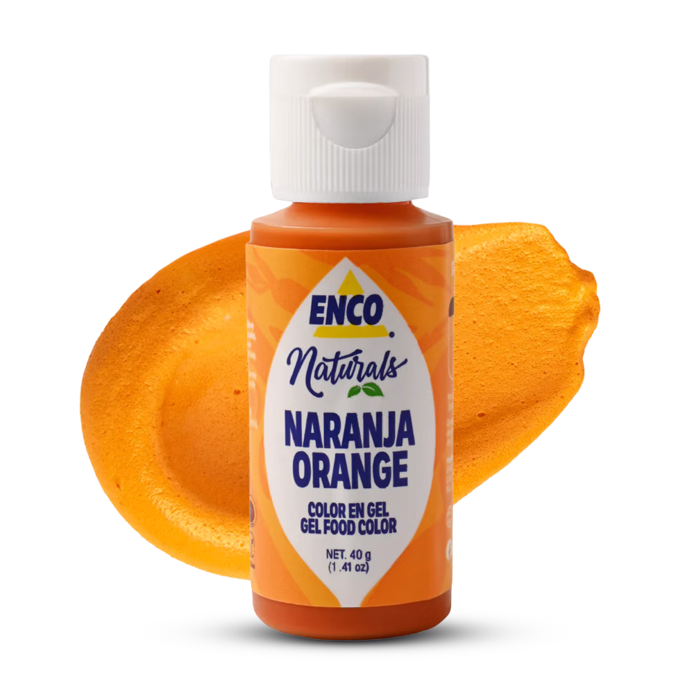 Color naranja natural en gel Enco para decoración de repostería