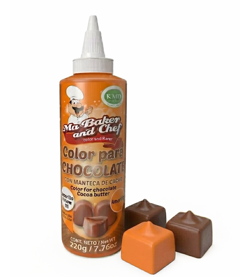 Color para chocolate naranja en manteca de cacao Ma Baker para decoración de chocolate