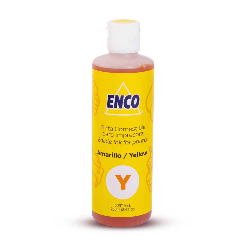 Tinta comestible color amarillo Enco 3113 para impresión en repostería