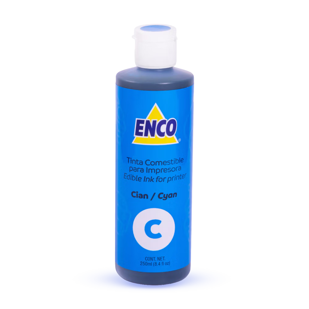 Tinta comestible color cian Enco 3130 para impresión en repostería