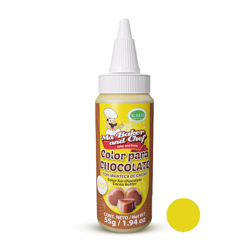 Color para chocolate amarillo en manteca de cacao Ma Baker para decoración de chocolate