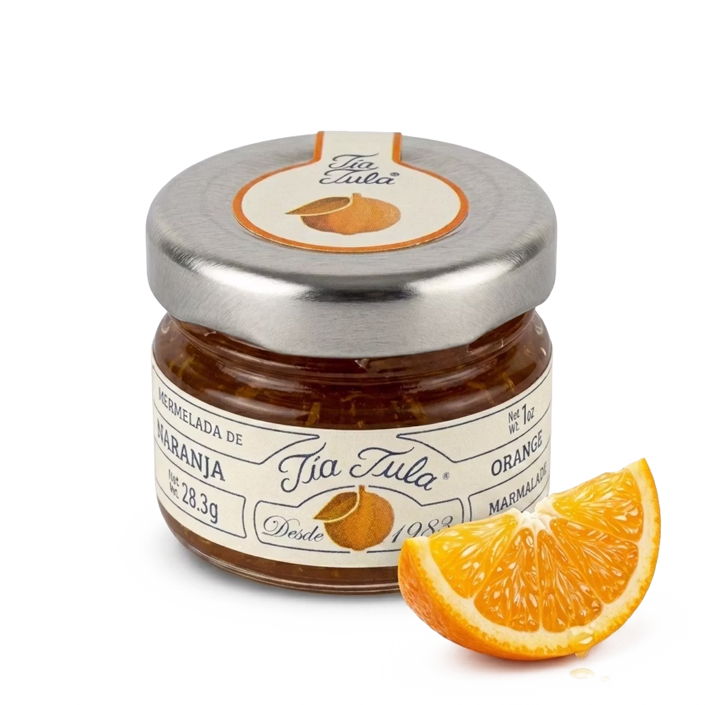 Mermelada de naranja en frasco Tía Tula ideal para postres y rellenos.