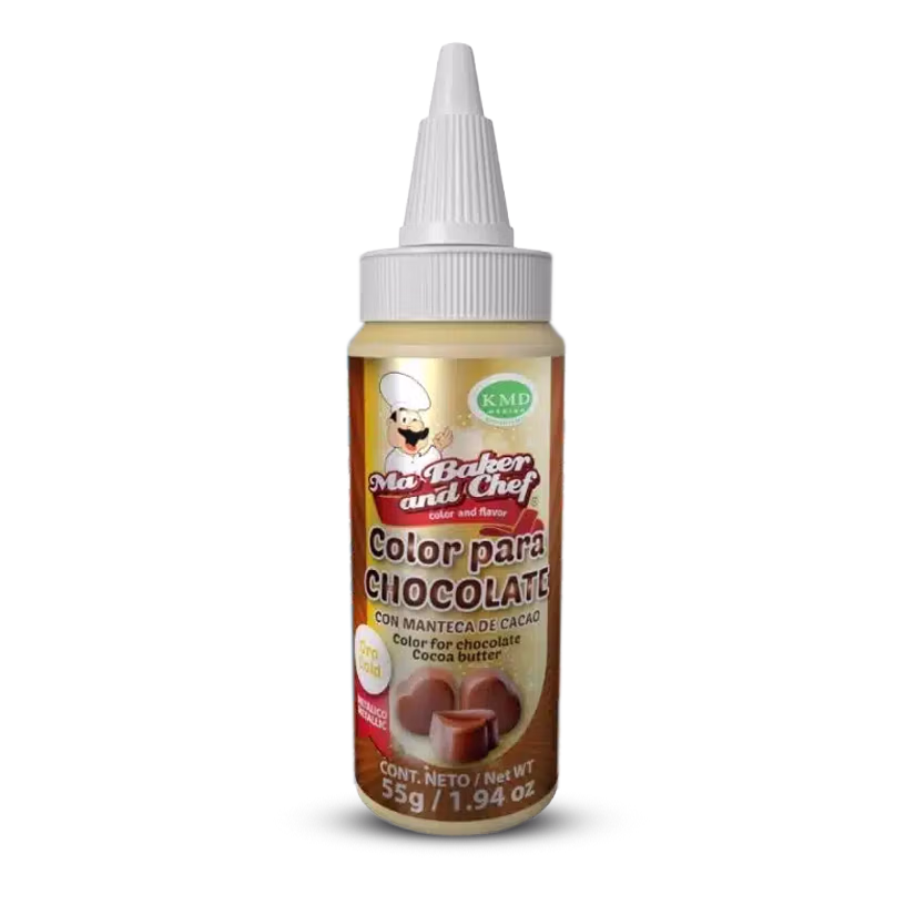 Color para chocolate metálico oro en manteca de cacao Ma Baker para decoración de chocolate