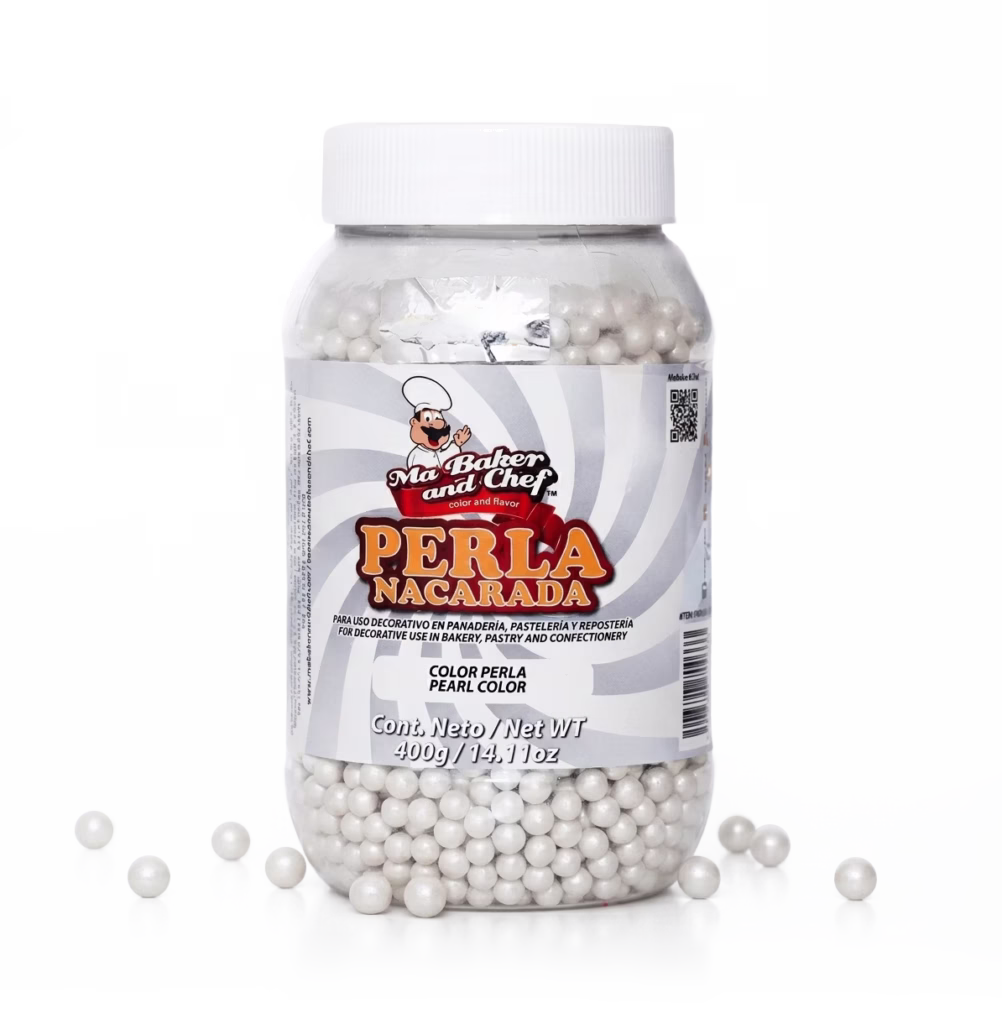 Perlas nacaradas MA Baker color perla para decoración elegante de repostería