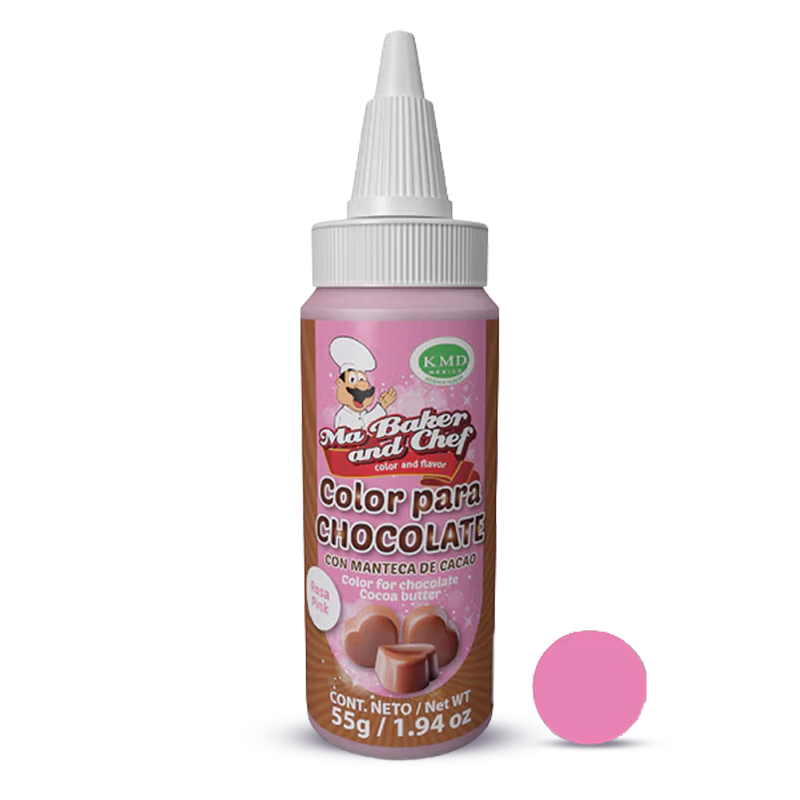 Color para chocolate rosa en manteca de cacao Ma Baker para decoración de chocolate