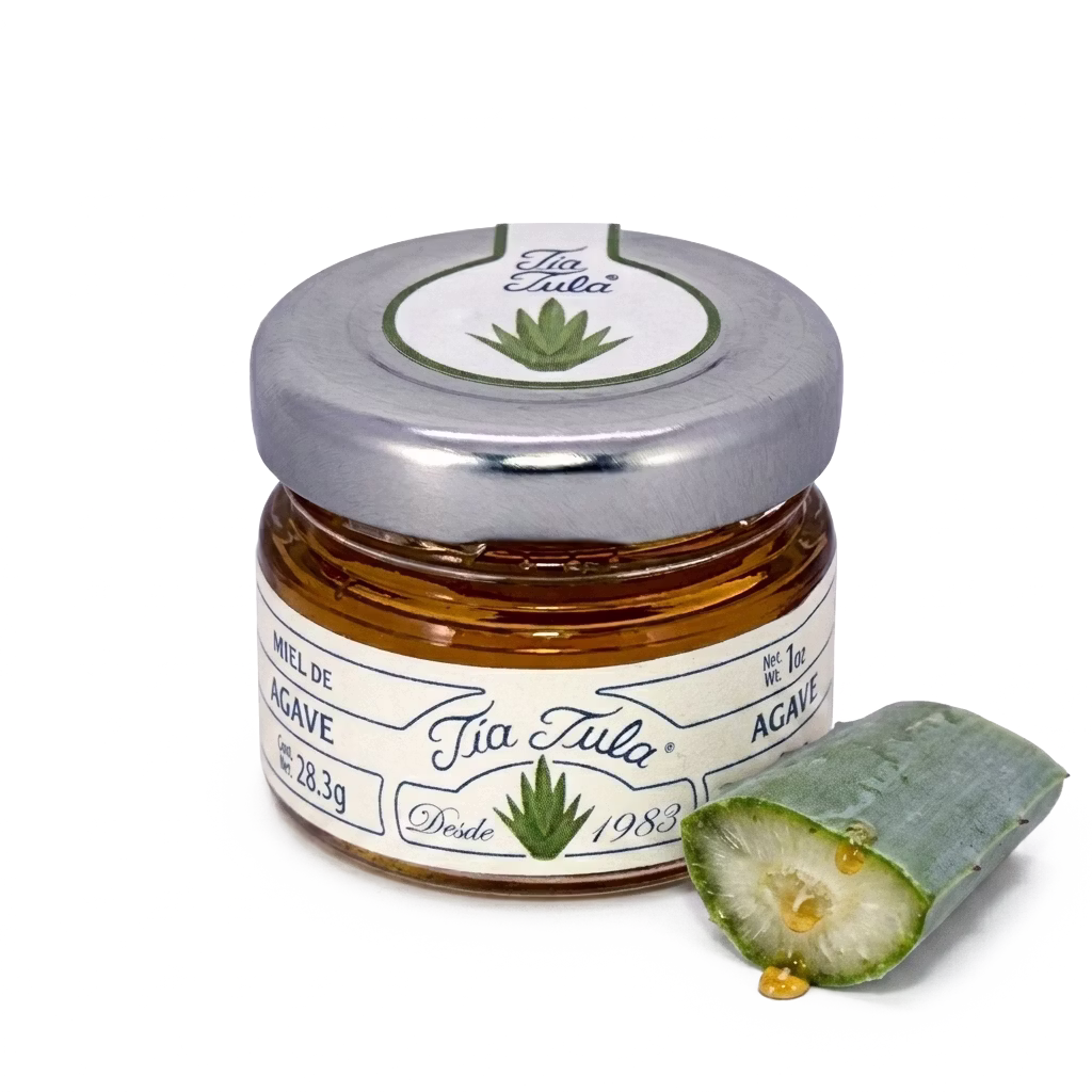 Miel de agave en frasco Tía Tula ideal para bebidas y postres.
