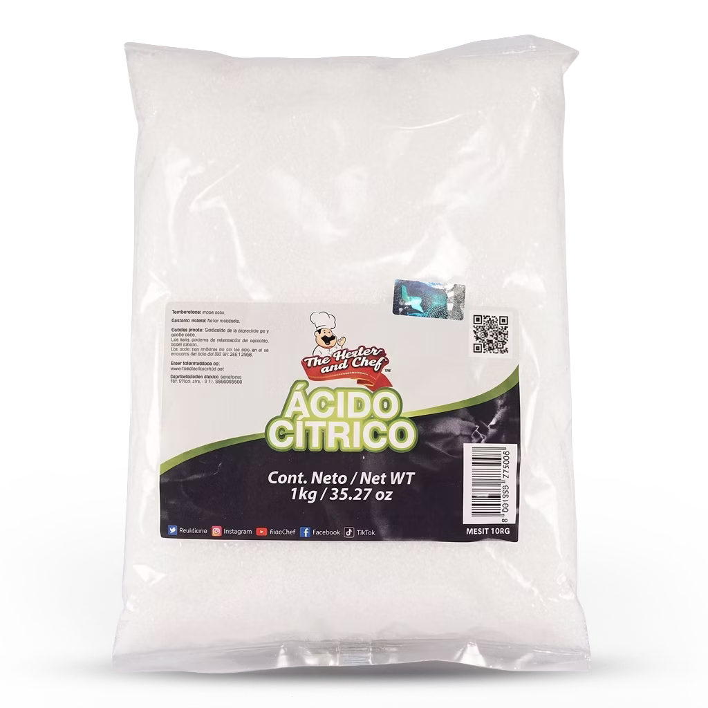 Ácido cítrico Ma Baker ideal para regular acidez y potenciar sabor en alimentos.