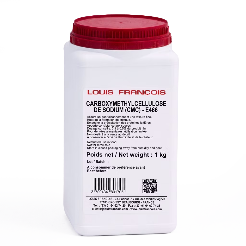 Carboximetilcelulosa CMC Louis François ideal para espesar, estabilizar y mejorar texturas en repostería y heladería.
