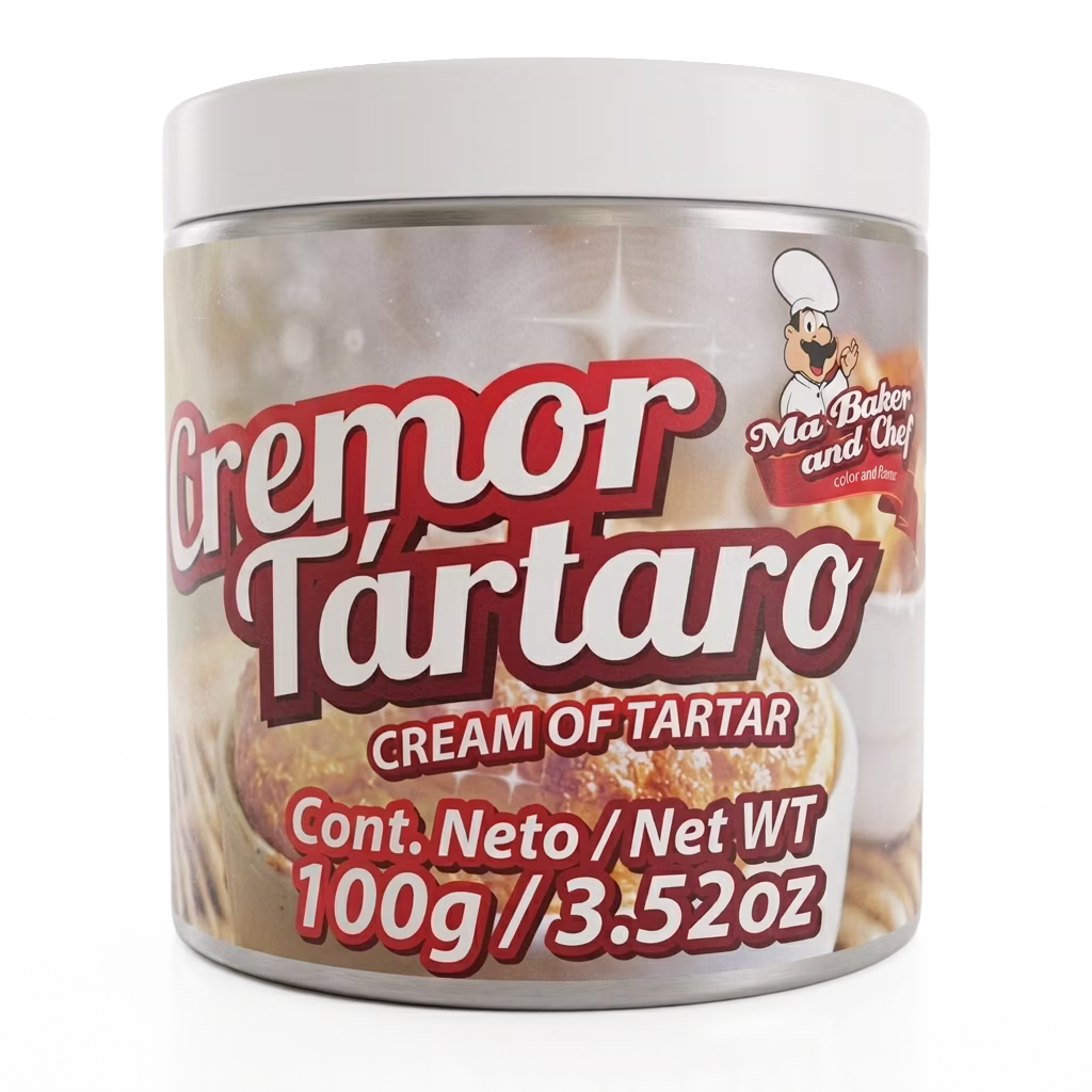 Cremor tártaro Ma Baker ideal para estabilizar merengues y mejorar textura en repostería.