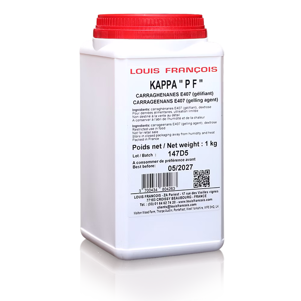 Carragenina Kappa Louis François ideal para crear geles firmes y estabilizar postres, cremas y preparaciones lácteas.