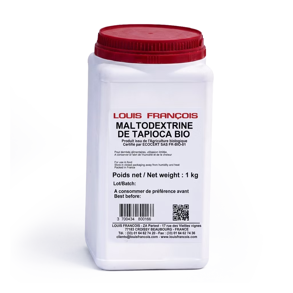 Maltodextrina de tapioca Louis François ideal para aportar textura, estabilidad y cremosidad en helados, postres y preparaciones profesionales.