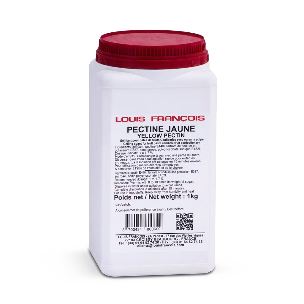Pectina amarilla Louis François ideal para elaborar pastas de frutas, jaleas y confitería con gel firme y estable.