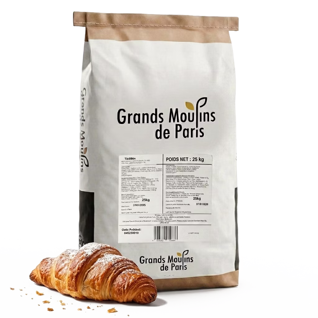 Harina Gruau Rouge de Grands Moulins de Paris ideal para croissants, brioche y viennoiserie francesa. Alta proteína, excelente volumen y textura suave para aplicaciones profesionales.