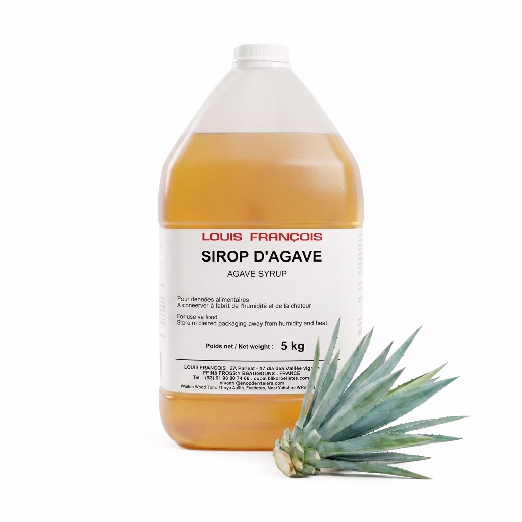 Syrup de agave Louis François ideal para repostería, bebidas, helados y gastronomía profesional con excelente solubilidad y alto rendimiento.