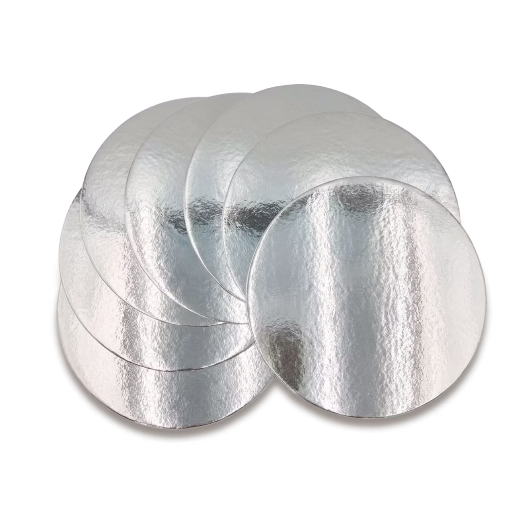 Base de Cartón Plateada 20 cm Reconverpack para tortas y repostería